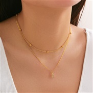 (A  Gold 4836)occidental style brief diamond Word pendant Double layernecklace clavicle chain all-Purpose snake woman