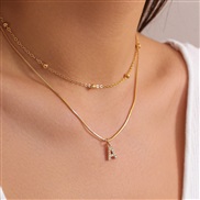 occidental style brief diamond Word pendant Double layernecklace clavicle chain all-Purpose snake woman