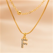 occidental style brief diamond Word pendant Double layernecklace clavicle chain all-Purpose snake woman