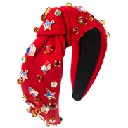 ( red)occidental style blue Headband layer Cloth glass diamond fitting enamel