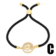 (C)occidental style fashion black rope bracelet man woman samll high Life tree mosaic zirconbrm