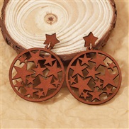 ( brown) Earring samll Korean style hollow retro star earring