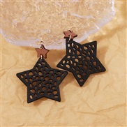 ( black)Korean style samll Earring hollow imitate surface earrings