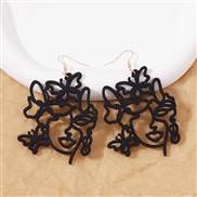 ( black) Korean style samll Earring hollow imitate surface earring