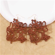 ( brown) Korean style samll Earring hollow imitate surface earring