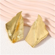 ( Gold)Vintage medium temperament geometry Metal Earring  exaggerating wind personality trend ear stud