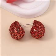 ( red) drop gradual change color glass fully-jewelled ear stud     high all-Purpose brief brilliant Earring