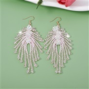 ( Pink)Korea spring style sweet flower pure handmade crystal tassel beads flowers earring wind all-Purpose