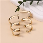 ( Gold) Alloy pattern high lady ear stud occidental style fashion brief temperament Earring