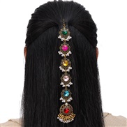 fashion medium noble wind retro shine gem temperament lady head chain