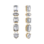 ( Gold)high Earring woman multilayer geometry personality temperament occidental style earrings Alloy fully-jewelled ea