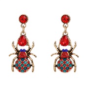 ( red)occidental style exaggerating earrings insect Earring woman Alloy diamond spider earring samll style