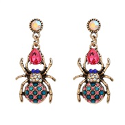 ( rose Red)occidental style exaggerating earrings insect Earring woman Alloy diamond spider earring samll style