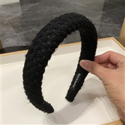 (  black)Korea Autumn and Winter high width Headband woman head velvet Headband