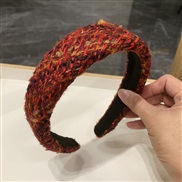 (1  red red )Korea Autumn and Winter high width Headband woman head velvet Headband