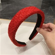 (1  red red )Korea Autumn and Winter high width Headband woman head velvet Headband