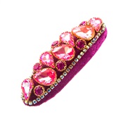 ( rose Red)retro velvet hair clip woman Headband super glass diamond thick hair clip