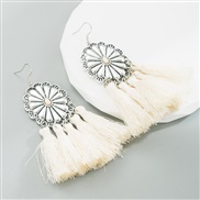 ( white) Bohemia fashion tassel earrings woman creative Alloy embed turquoise exaggerating