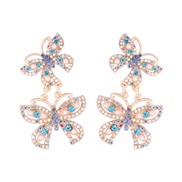 (AB)occidental style creative personality insect butterfly pendant color diamond temperament occidental style earrings 