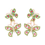 ( green)occidental style creative personality insect butterfly pendant color diamond temperament occidental style earri