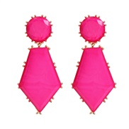 ( rose Red)Acetate sheet earrings occidental style exaggerating Earring woman Round plates earring Bohemia