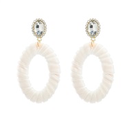 ( white)Autumn and Winter velvet earrings occidental style Earring woman velvet twining Round earring temperament