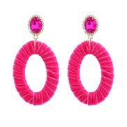 ( rose Red)Autumn and Winter velvet earrings occidental style Earring woman velvet twining Round earring temperament