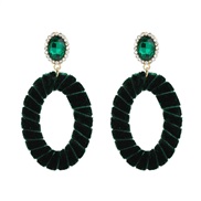 ( green)Autumn and Winter velvet earrings occidental style Earring woman velvet twining Round earring temperament