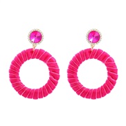 ( rose Red)Autumn and Winter velvet earrings occidental style Earring woman velvet twining Round earring Bohemian style