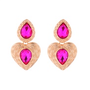 ( rose Red)trend retro Metal Irregular earrings multilayer love medium wind gold fashion exaggerating Earring