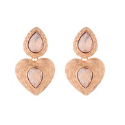 ( Brown)trend retro Metal Irregular earrings multilayer love medium wind gold fashion exaggerating Earring