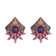 (purple)occidental style retro palace wind colorful diamond silver earrings temperament high classic woman