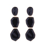 ( black)fashion trend Alloy transparent resin earrings woman long style multilayer Irregular geometry