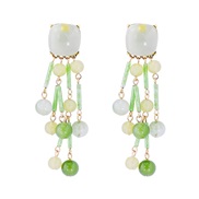 ( green)occidental style exaggerating luxurious tassel ear stud Bohemian style earring noble wind noble earrings