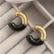 ( Gold+ black 31 2)occidental style retro enamel circle buckle woman brief Metal personalityearrings