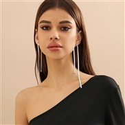 ( White K 3 87)occidental style punk Metal snake chain ear stud woman  personality long style tassel EarringEarrings