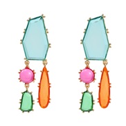 ( Blue color) colorful diamond earrings occidental style exaggerating Earring woman geometry color earring Bohemia