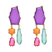 ( Purple color ) colorful diamond earrings occidental style exaggerating Earring woman geometry color earring Bohemia