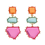 (color )trend colorful diamond earrings occidental style exaggerating Earring woman geometry color earring Bohemia