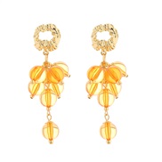 ( yellow)occidental style exaggerating multilayer resin earrings woman Bohemian style samll high