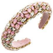 ( Pink) Headband retro fully-jewelled high Headband woman temperament fashion high velvet