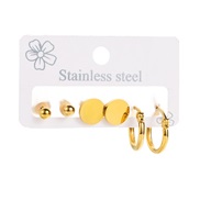 (circular )E stainless steel samll fashion ear stud  crown butterfly pellet Metal wind earrings set