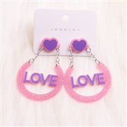 (Ligh  Pink) occidental style WordOVE lady earrings ear stud personality Acrylic earring