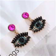 ( rose Red)occidental style fashion personality unique exaggerating eyes shape ear stud Alloy diamond high Earring woman