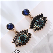 ( blue)occidental style fashion personality unique exaggerating eyes shape ear stud Alloy diamond high Earring woman