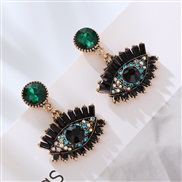 ( green)occidental style fashion personality unique exaggerating eyes shape ear stud Alloy diamond high Earring woman