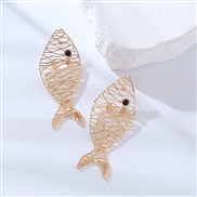 ( Gold) earrings occidental style Earring woman brief Earring hollow Alloy temperament gold