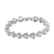 ( Silver)ins wind bronze embed zircon bracelet fully-jewelled occidental style woman heart-shapedbracelet