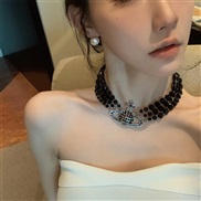 ( black)black same style Pearl necklace occidental style retro exaggerating fully-jewelled clavicle chain