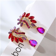 ( red)occidental style creative earrings fashion temperament diamond high Earring woman personality super banquet ear